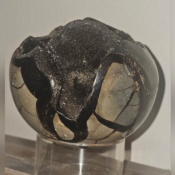 3.9" Septarian Polished Geode Sphere- Madagascar! - Picture 13 of 13